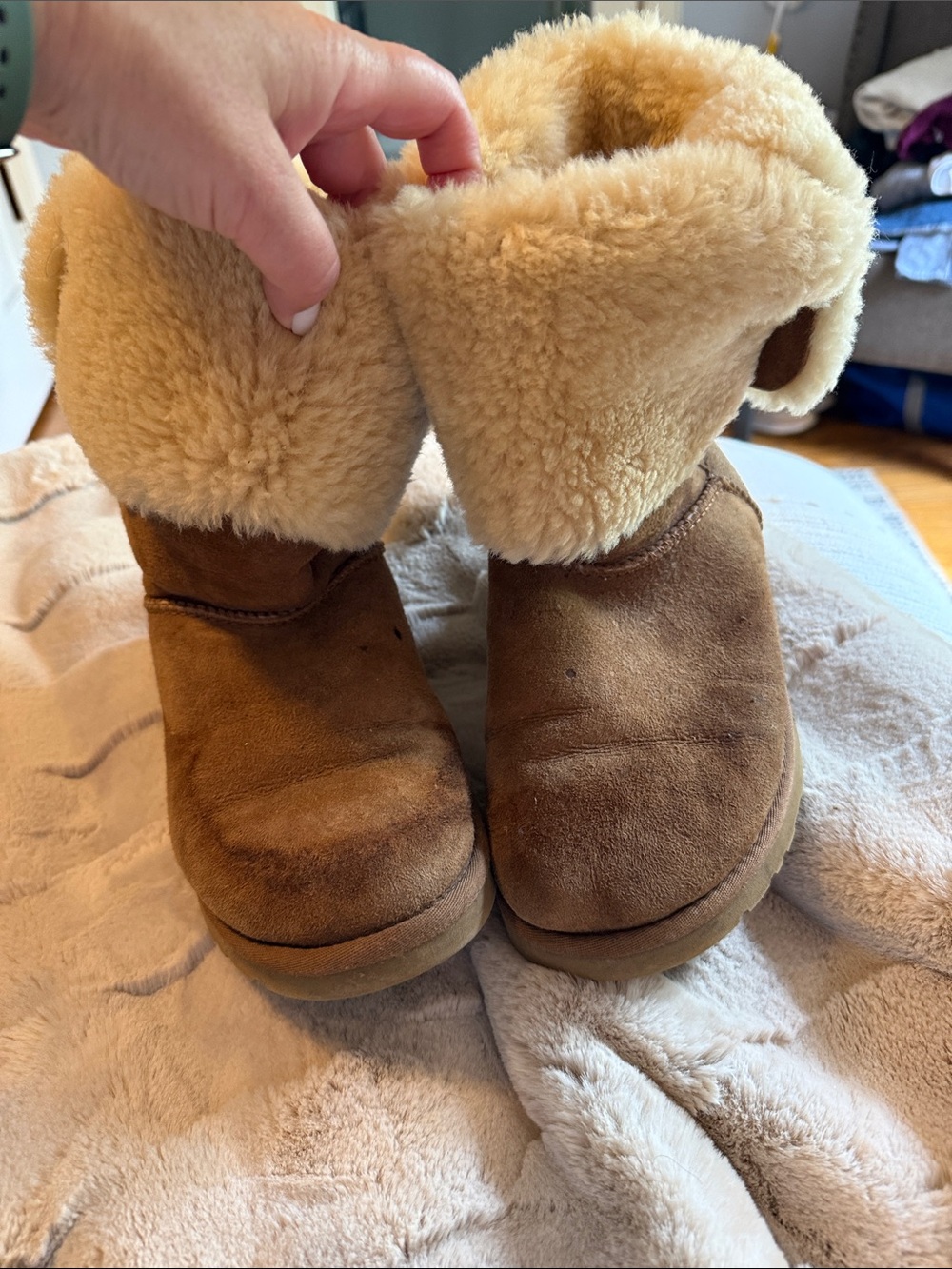 UGG Shearling Lined Brown Suede Boots